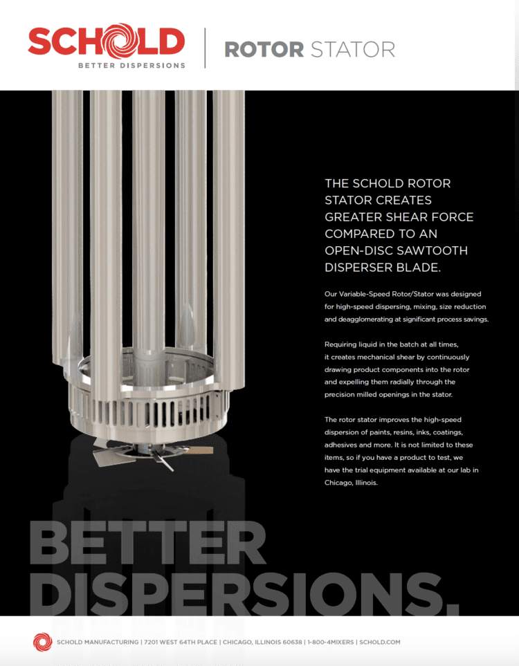 Schold Rotor Stator Blade Spec Sheet